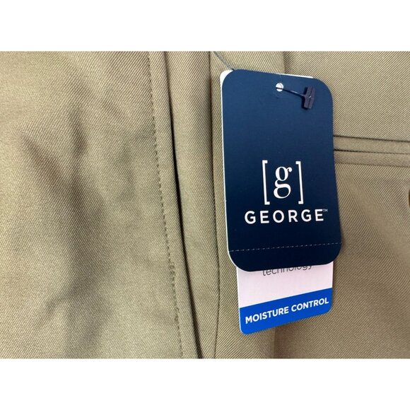 George Size 32X32 Mens Pants Sand Color Classic Fit Pleated Front Cuff Hem - Picture 3 of 6
